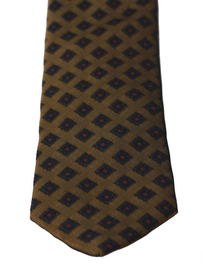  - Elegant Brown Patterned Silk Blend Necktie