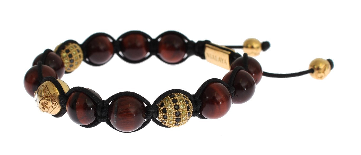  - Radiant Red Tiger Eye & CZ Gold Bracelet