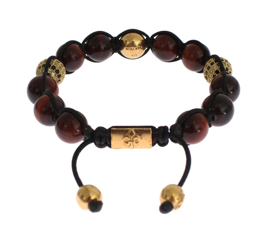  - Radiant Red Tiger Eye & CZ Gold Bracelet