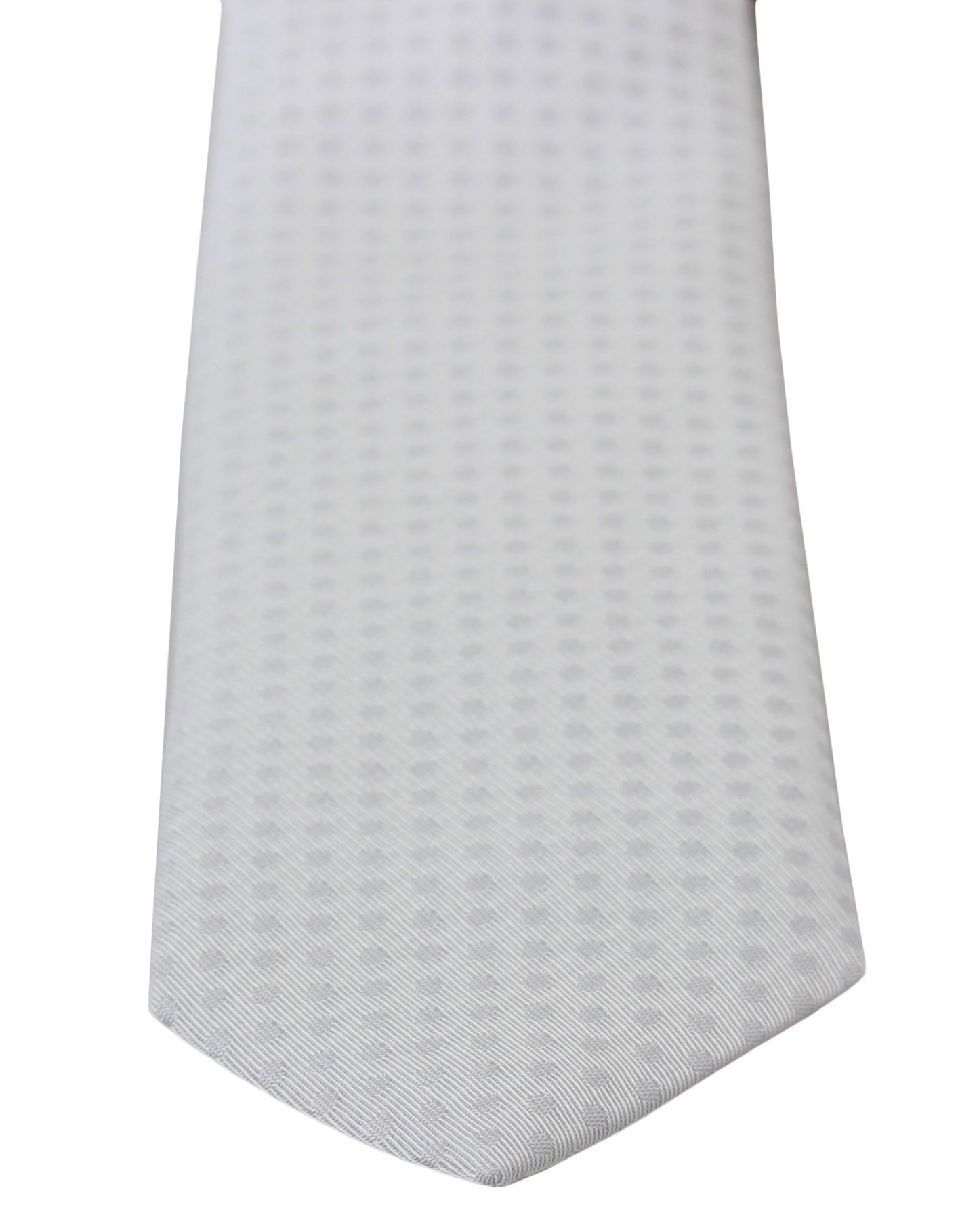  - Elegant White Patterned Silk Blend Neck Tie