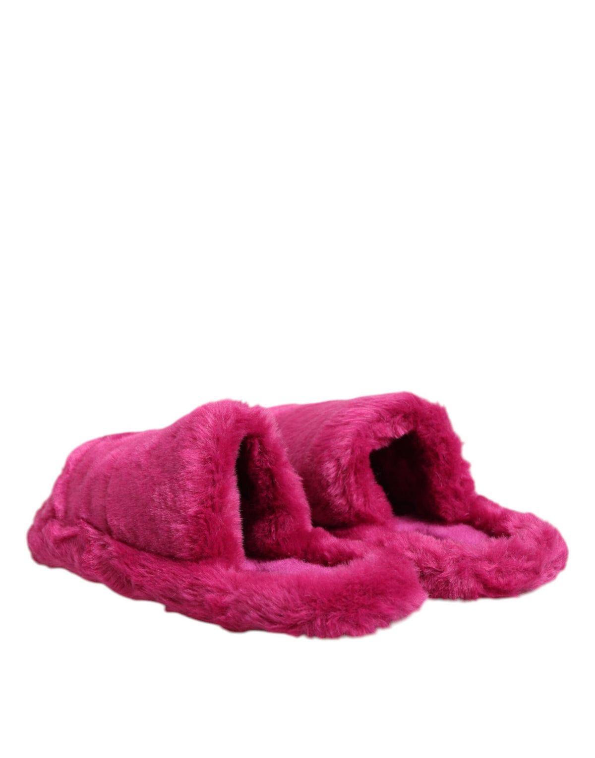 Dolce & Gabbana Pink Acrylic Faux Fur Men's Flats Sandals