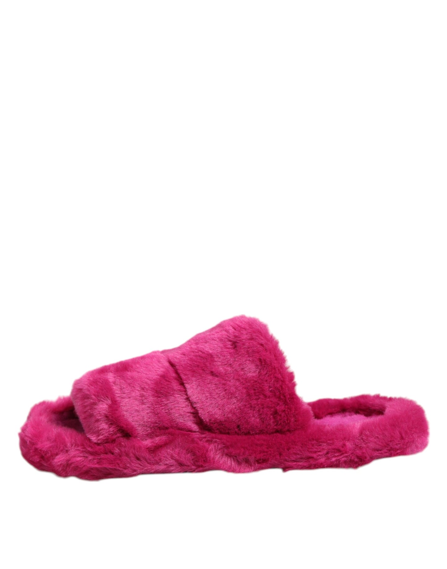 Dolce & Gabbana Pink Acrylic Faux Fur Men's Flats Sandals