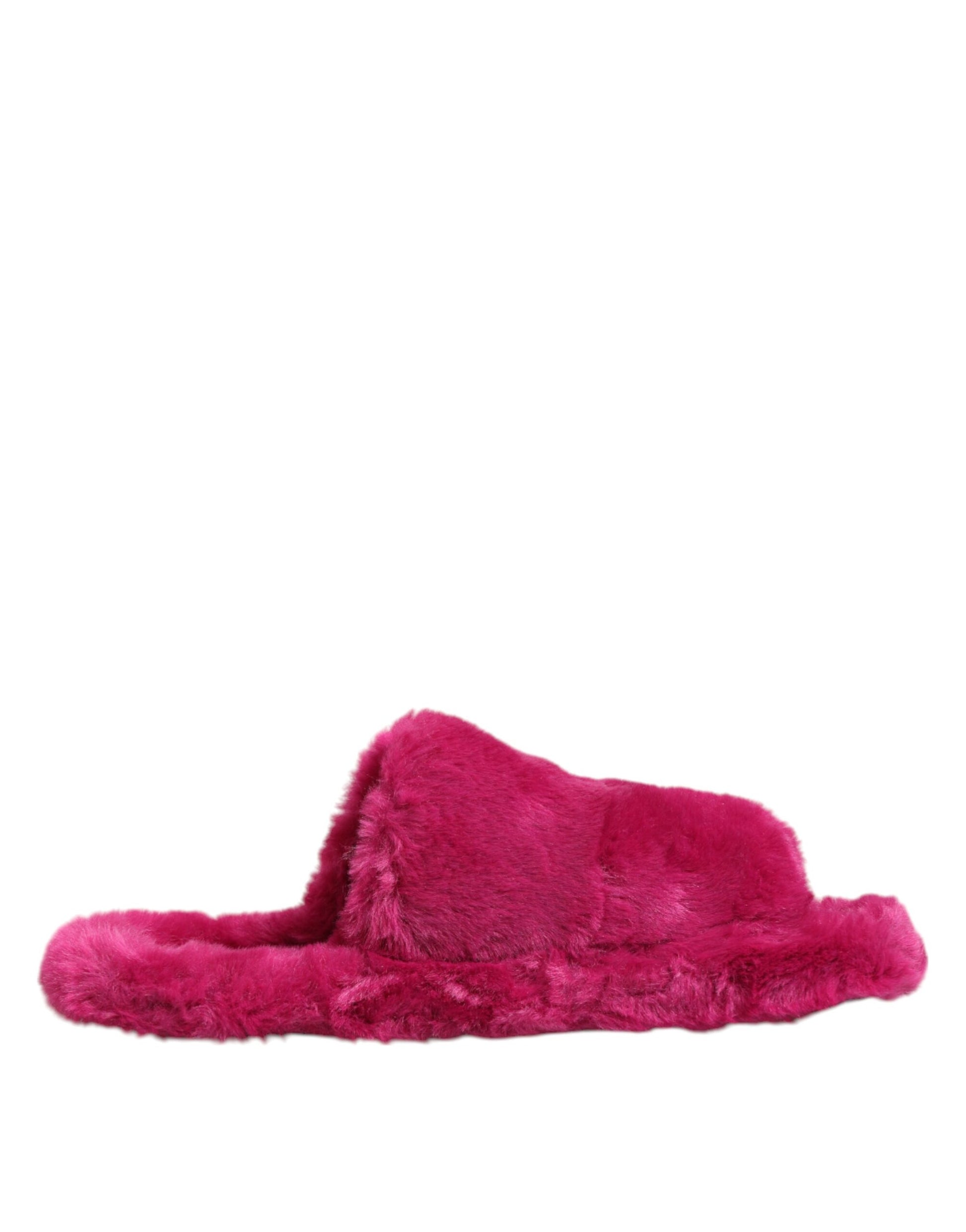 Dolce & Gabbana Pink Acrylic Faux Fur Men's Flats Sandals
