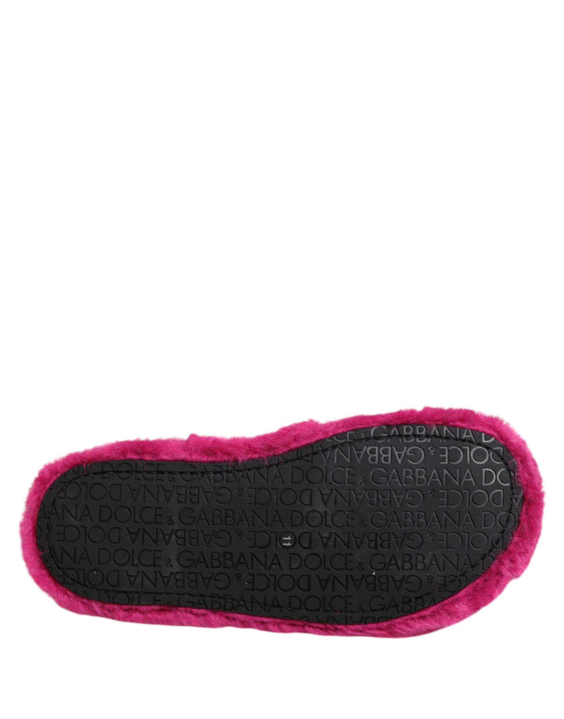 Dolce & Gabbana Pink Acrylic Faux Fur Men's Flats Sandals
