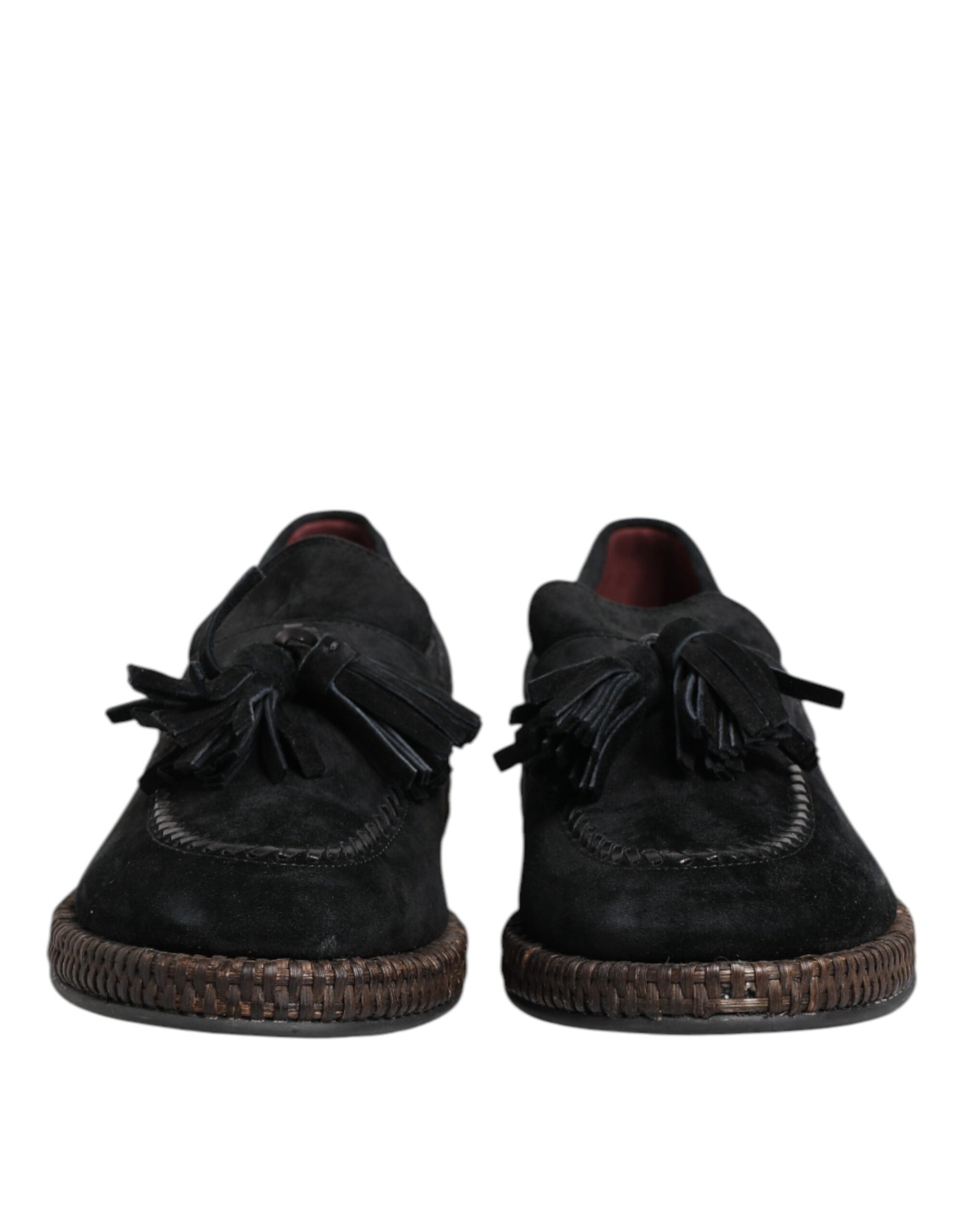 Dolce & Gabbana Black Suede Tassel Embellished Loafers