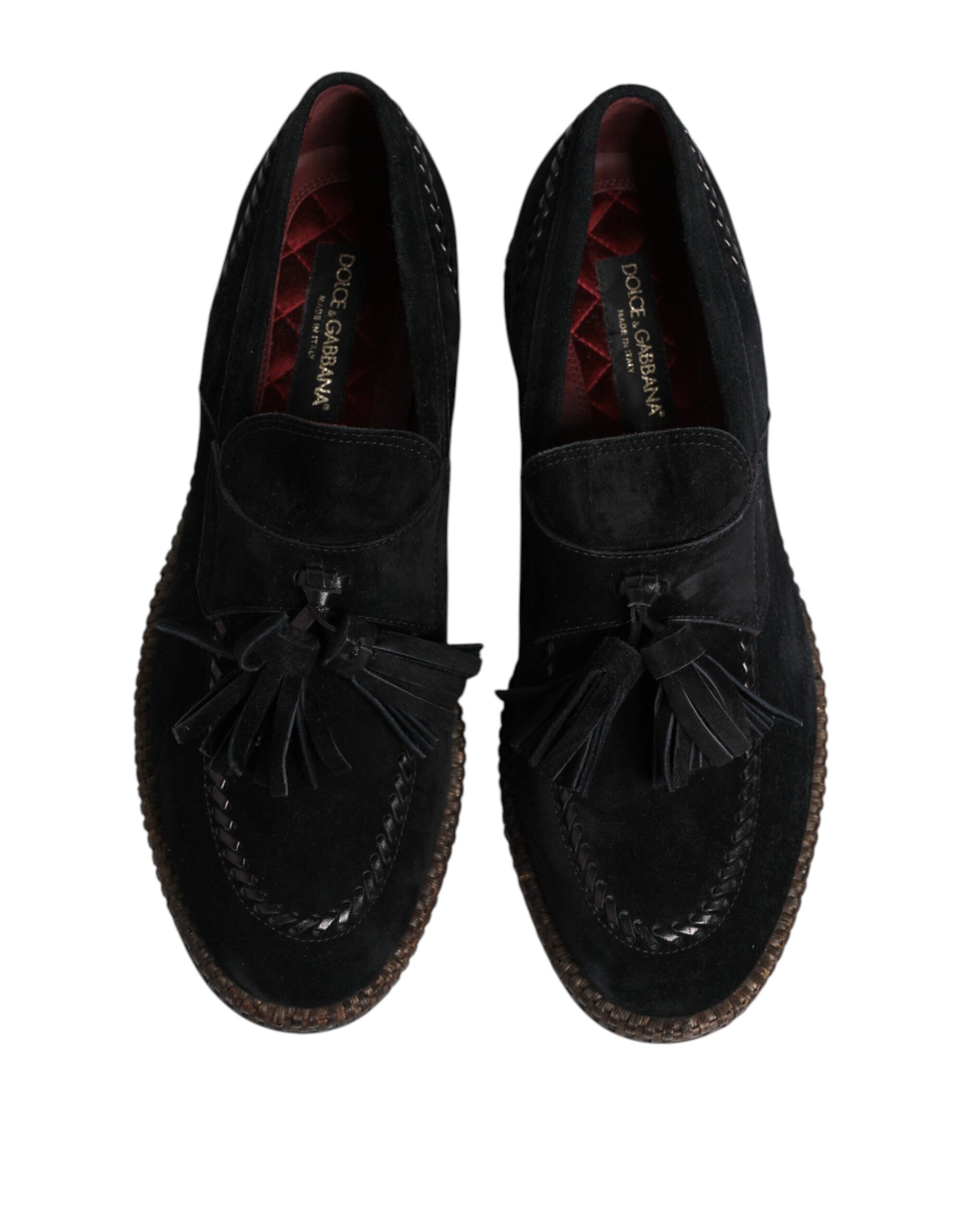 Dolce & Gabbana Black Suede Tassel Embellished Loafers