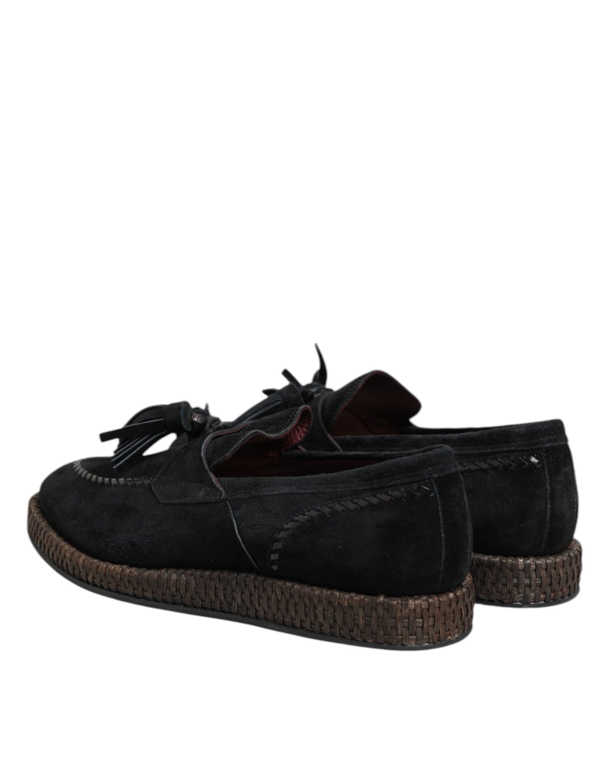 Dolce & Gabbana Black Suede Tassel Embellished Loafers