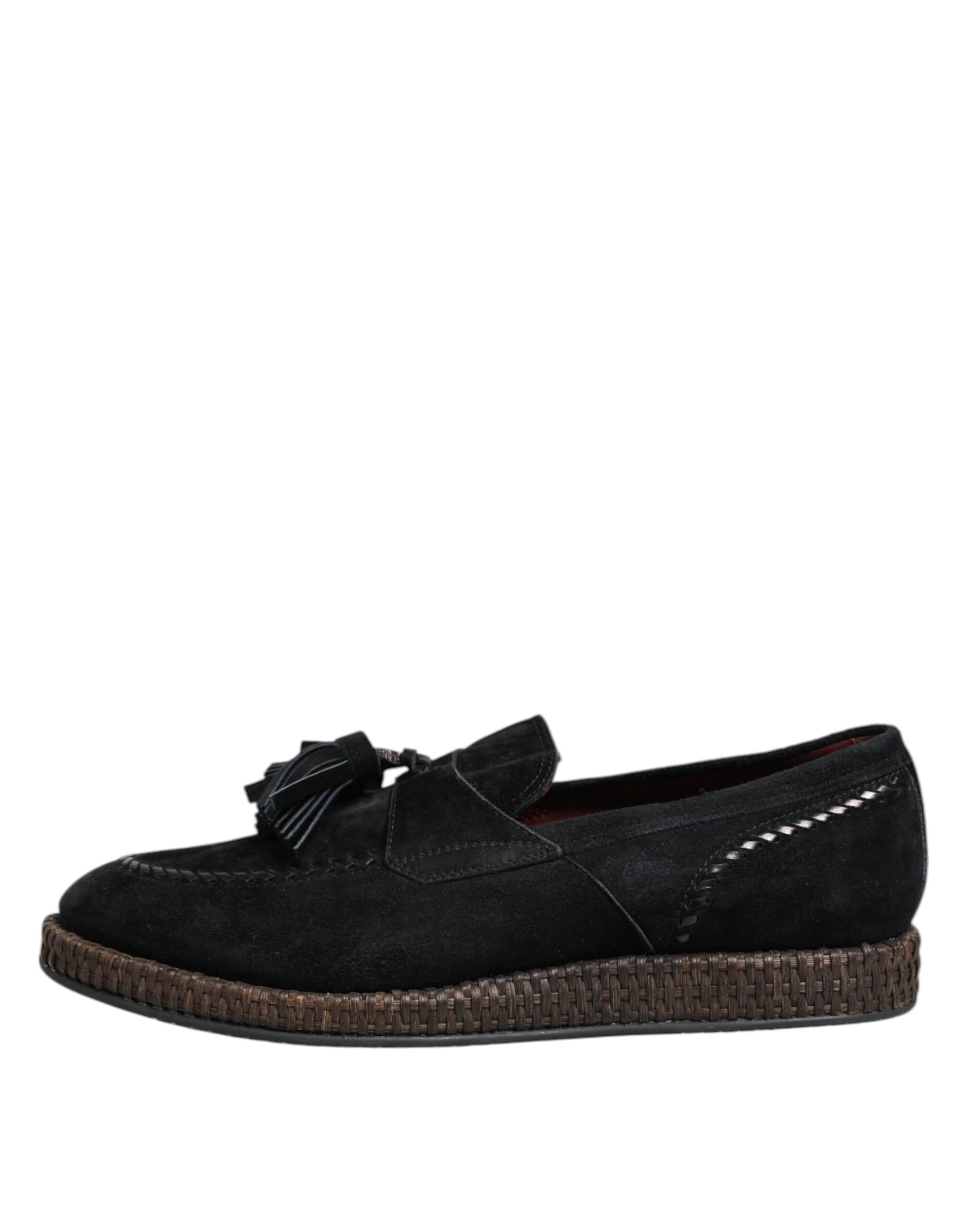 Dolce & Gabbana Black Suede Tassel Embellished Loafers