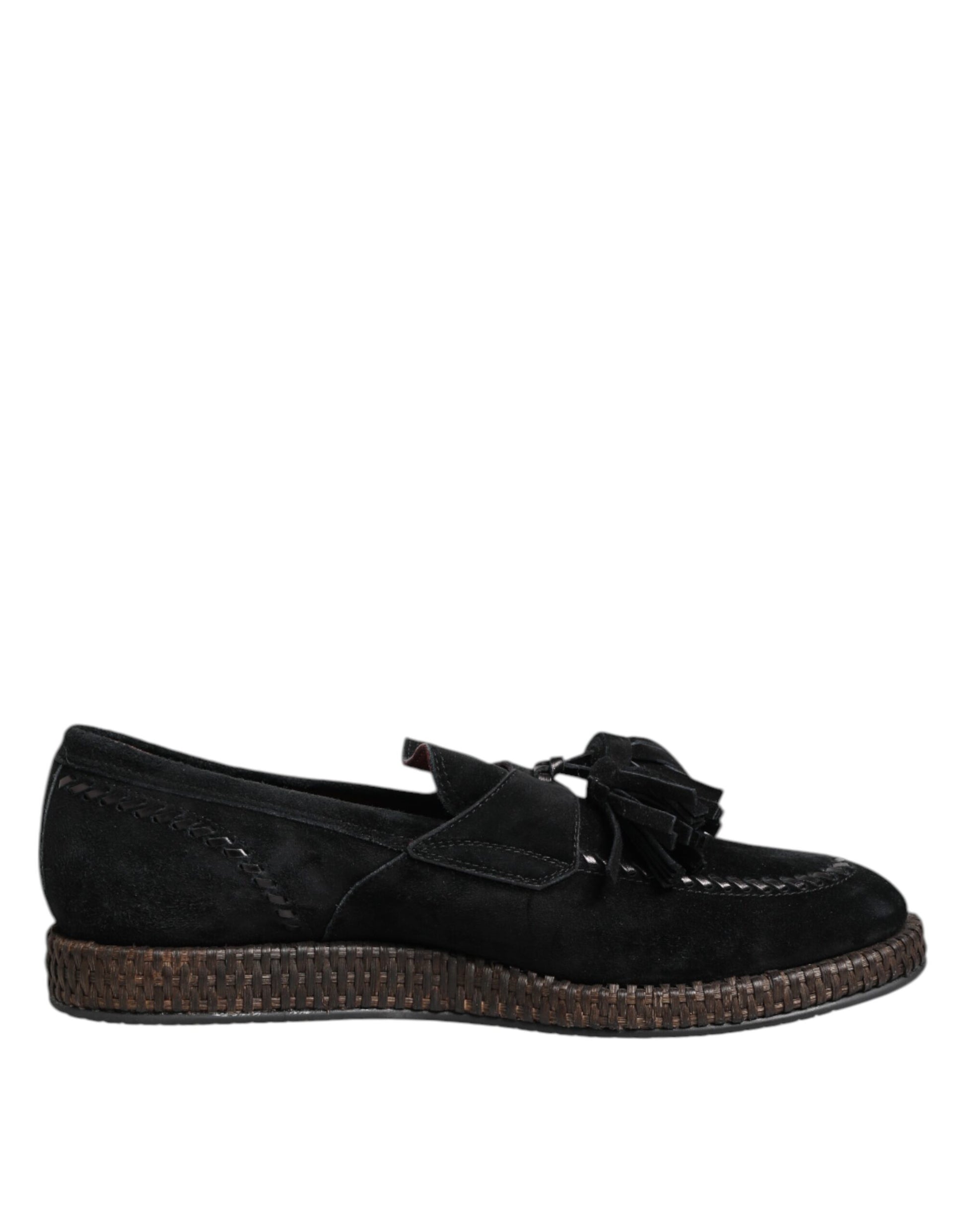 Dolce & Gabbana Black Suede Tassel Embellished Loafers