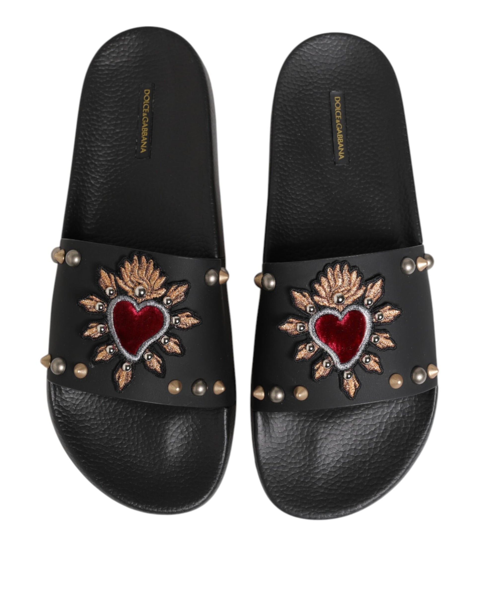 Dolce & Gabbana Black Rubber Sacred Heart Slides