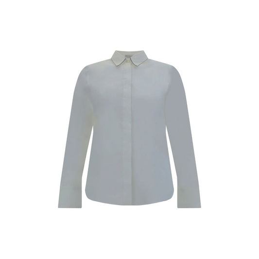 Brunello Cucinelli Cotton Shirt with Iconic Jewelry Details