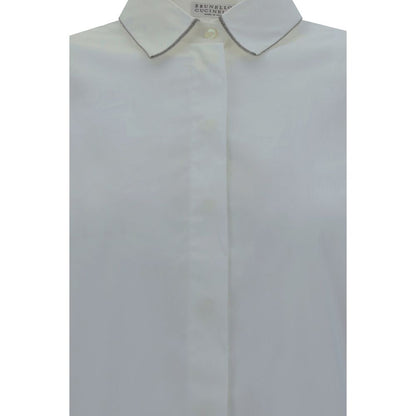 Brunello Cucinelli Cotton Shirt with Iconic Jewelry Details