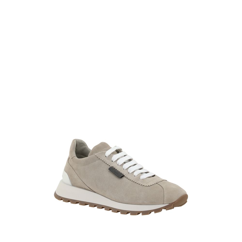 Brunello Cucinelli Leather Sneakers with Iconic Embellishments