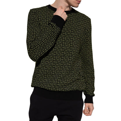 Balmain Green Wool Sweater with Logo Pattern