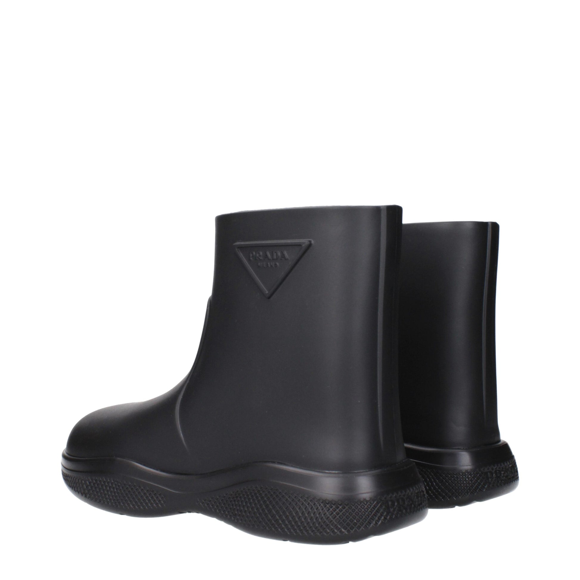 Prada Black Rubber Rain Ankle Boots