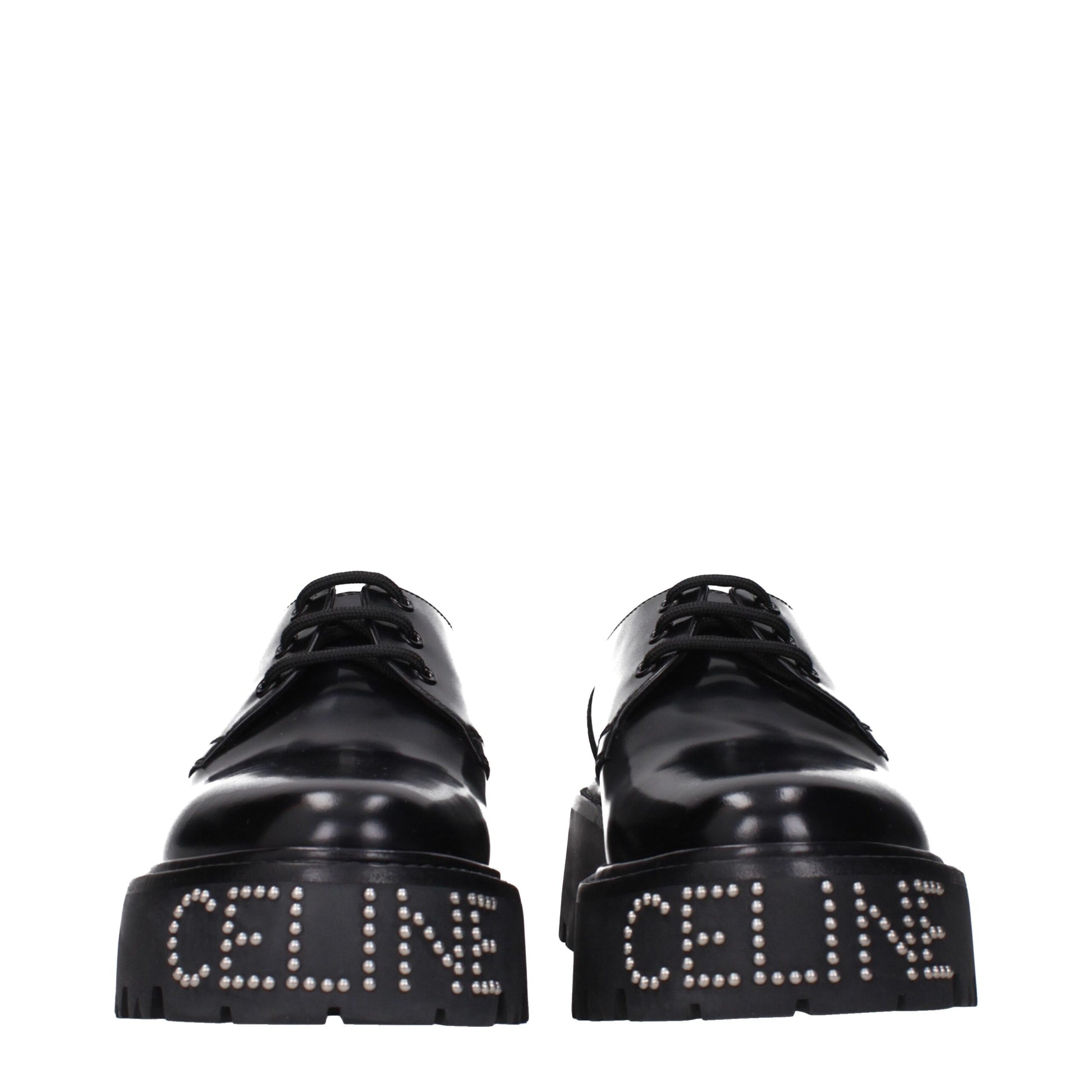 Celine Black Leather Oxfords and Derbies