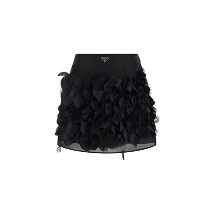 Prada Silk Mini Skirt with Floral Embellishments