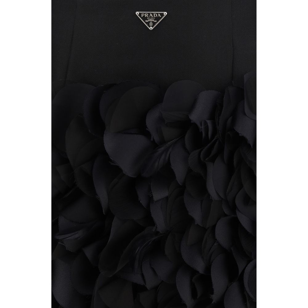Prada Silk Mini Skirt with Floral Embellishments