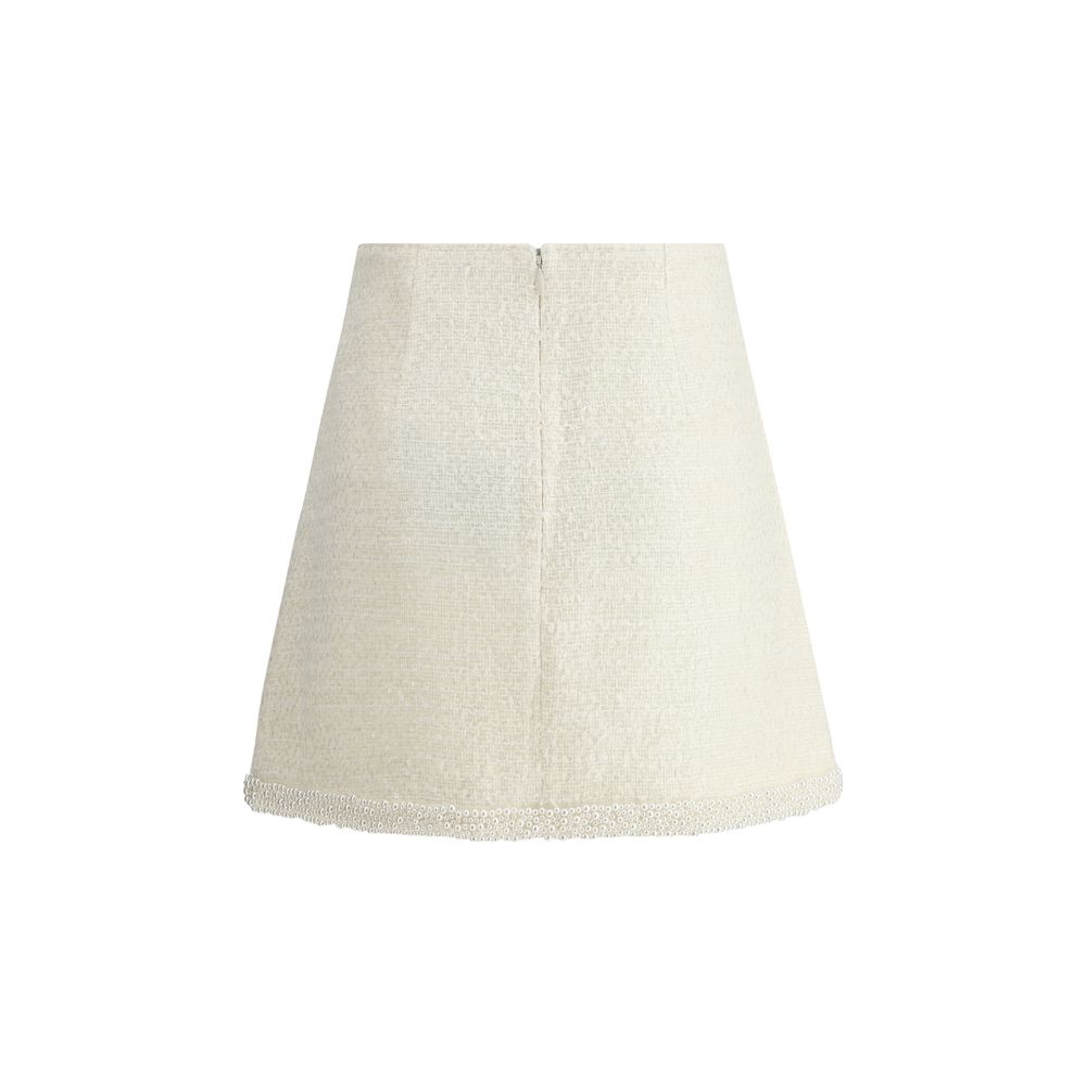 Self-Portrait Pearls Bouclé Miniskirt