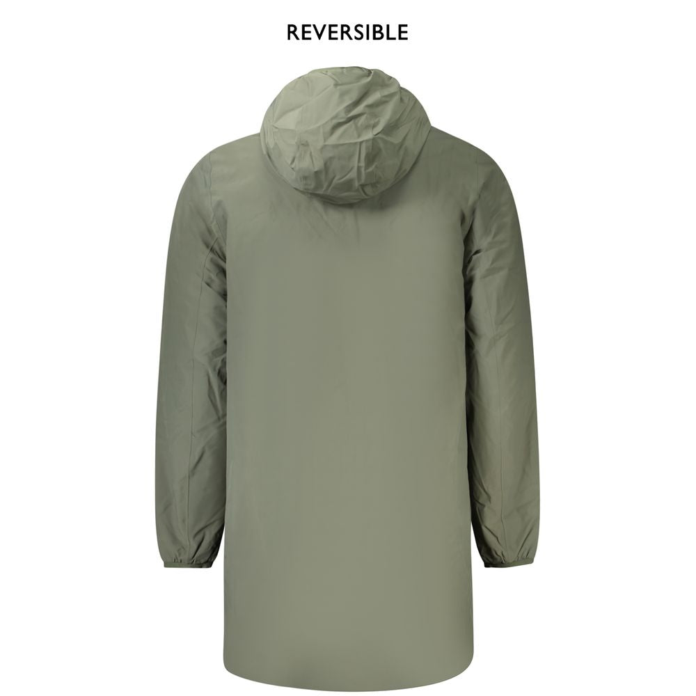 K-WAY Green Nylon Jacket: Stylish Reversible Outerwear