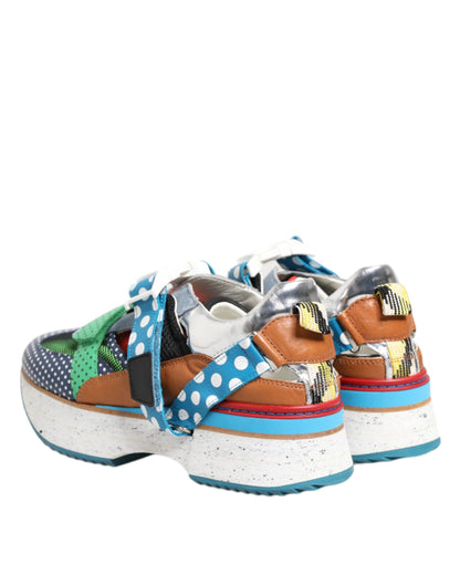 Dolce & Gabbana Multicolor Leather Low Top Sneakers