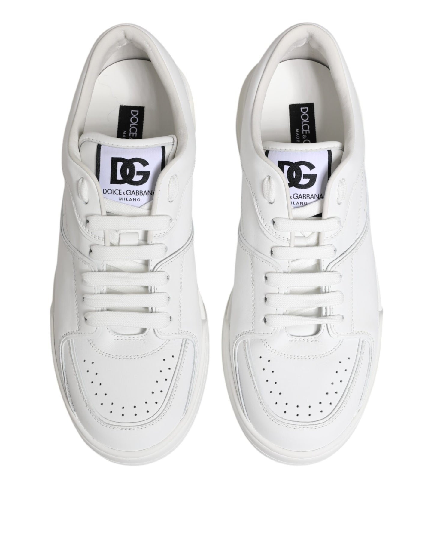 Dolce & Gabbana White Miami Leather Low Top Sneakers