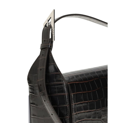 The Attico 7/7 Shoulder Bag - Coffee Croc Print Leather