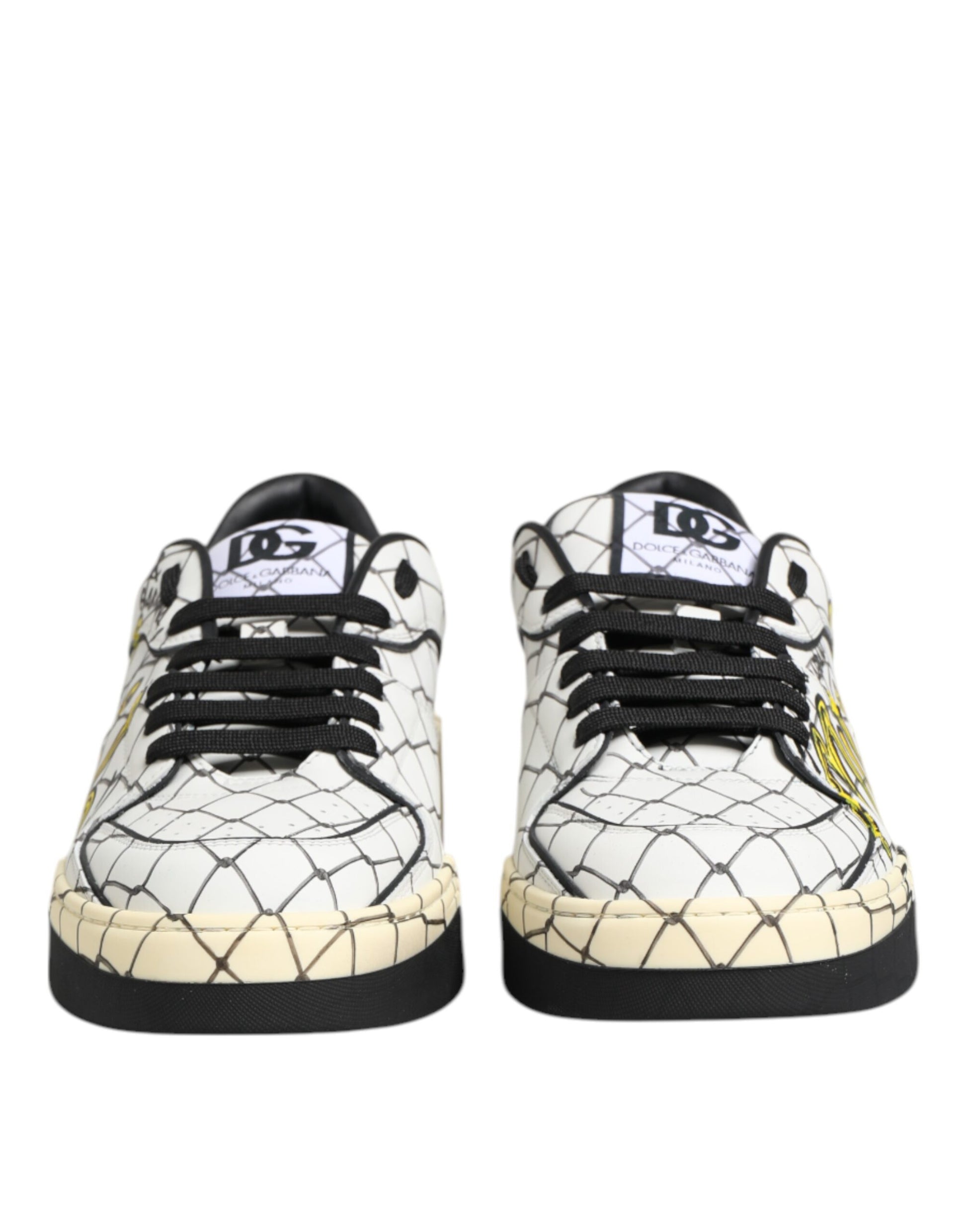 Dolce & Gabbana White Logo Print Low Top Sneakers for Men
