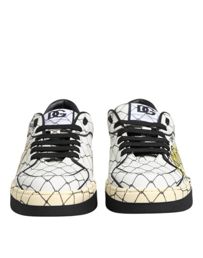 Dolce & Gabbana White Logo Print Low Top Sneakers for Men