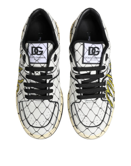 Dolce & Gabbana White Logo Print Low Top Sneakers for Men