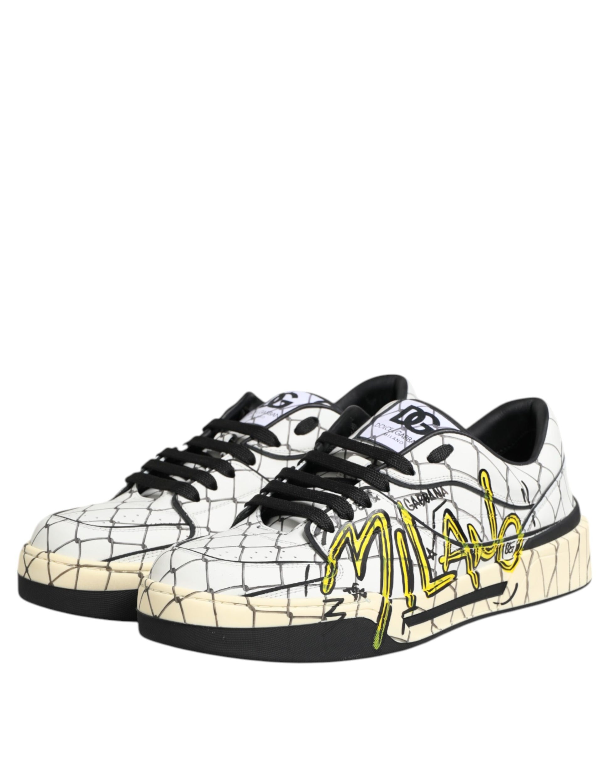 Dolce & Gabbana White Logo Print Low Top Sneakers for Men