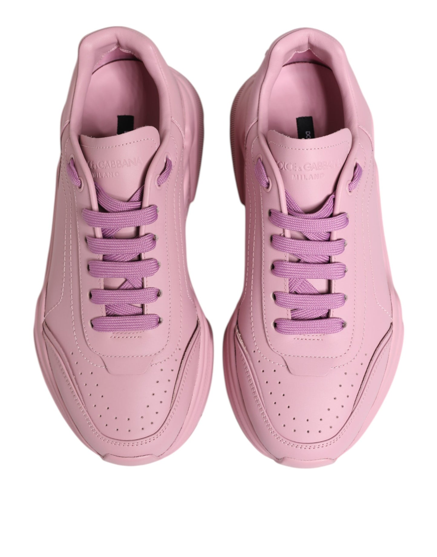 Dolce & Gabbana Pink Leather Daymaster Low Top Sneakers