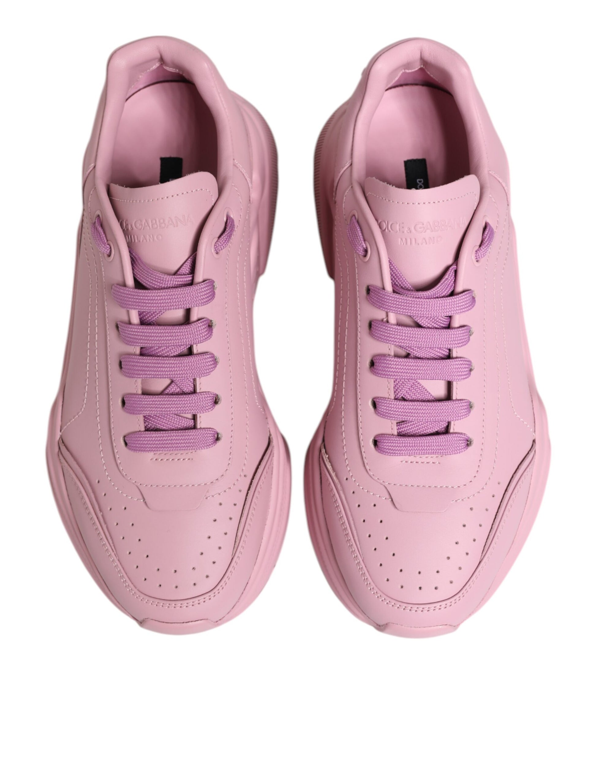 Dolce & Gabbana Pink Leather Daymaster Low Top Sneakers