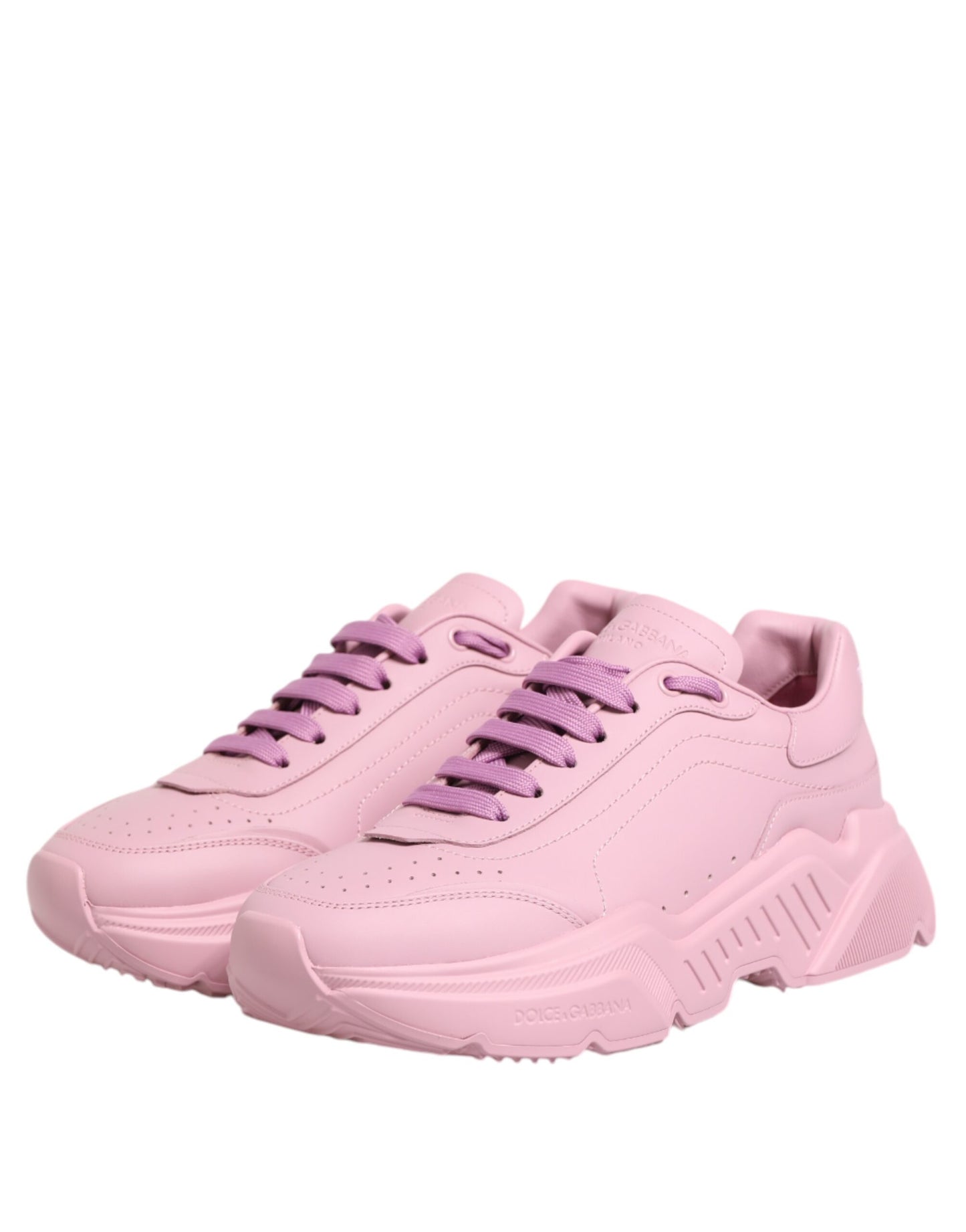 Dolce & Gabbana Pink Leather Daymaster Low Top Sneakers