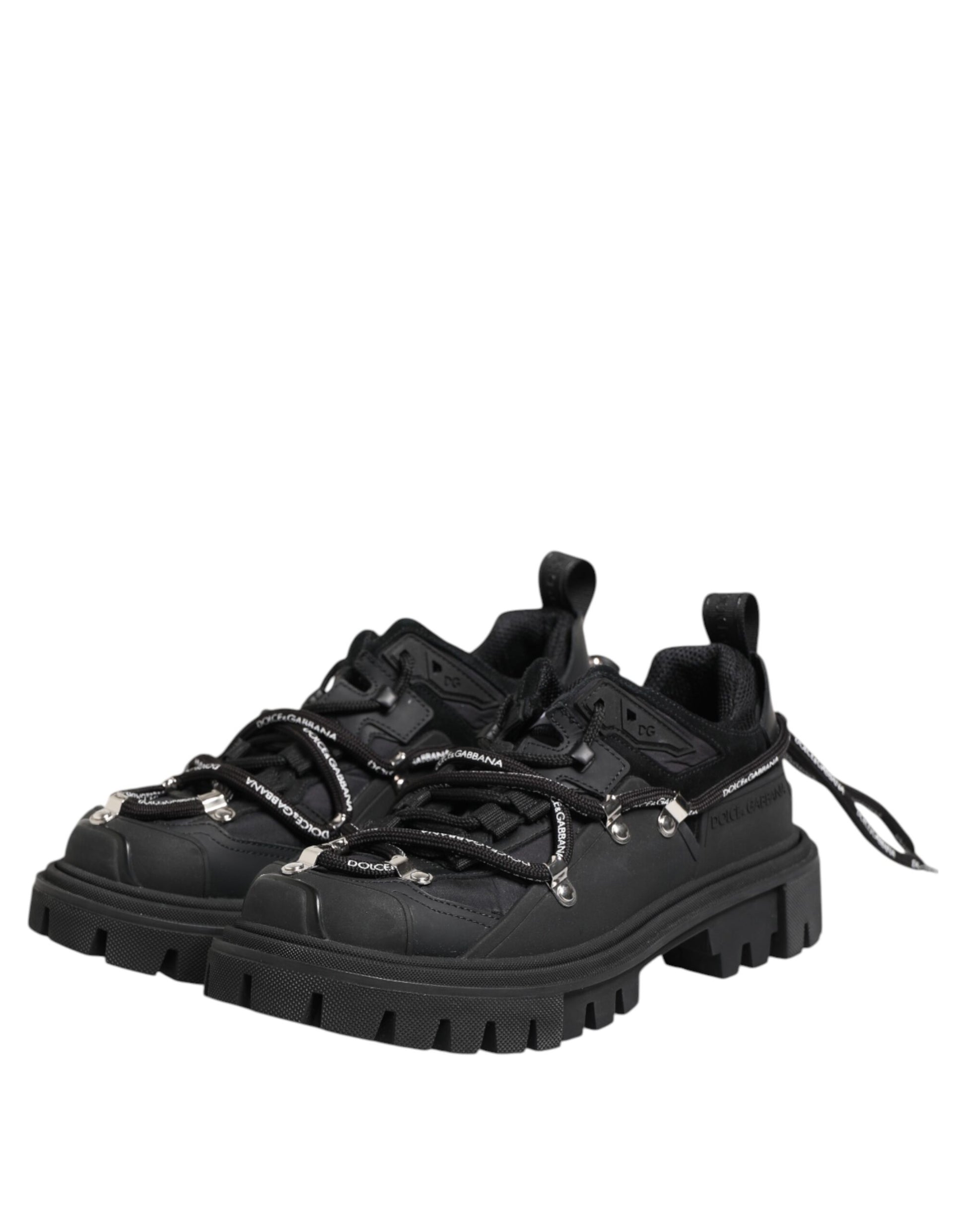 Dolce & Gabbana Black Low Top Lace Up Trekking Sneakers