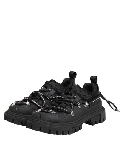 Dolce & Gabbana Black Low Top Lace Up Trekking Sneakers