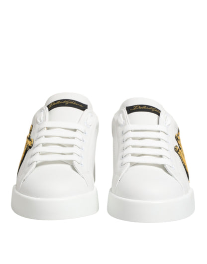 Dolce & Gabbana White Crown Patch Portofino Men Sneakers