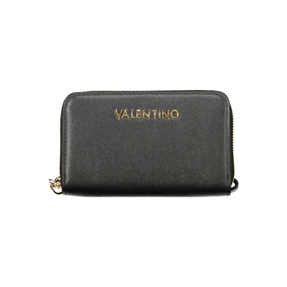 Mario Valentino Black Faux Leather Women's Wallet with Removable Drawer