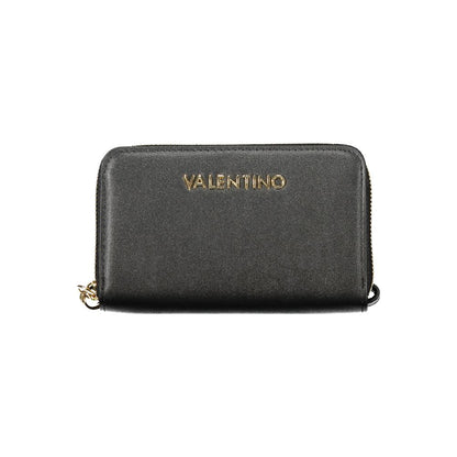 Mario Valentino Black Faux Leather Women's Wallet with Removable Drawer