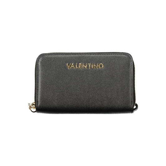 Mario Valentino Black Faux Leather Women's Wallet with Removable Drawer