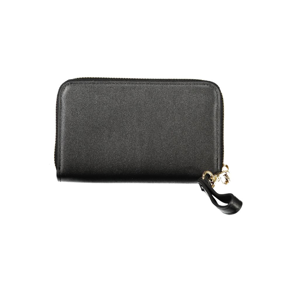 Mario Valentino Black Faux Leather Women's Wallet with Removable Drawer