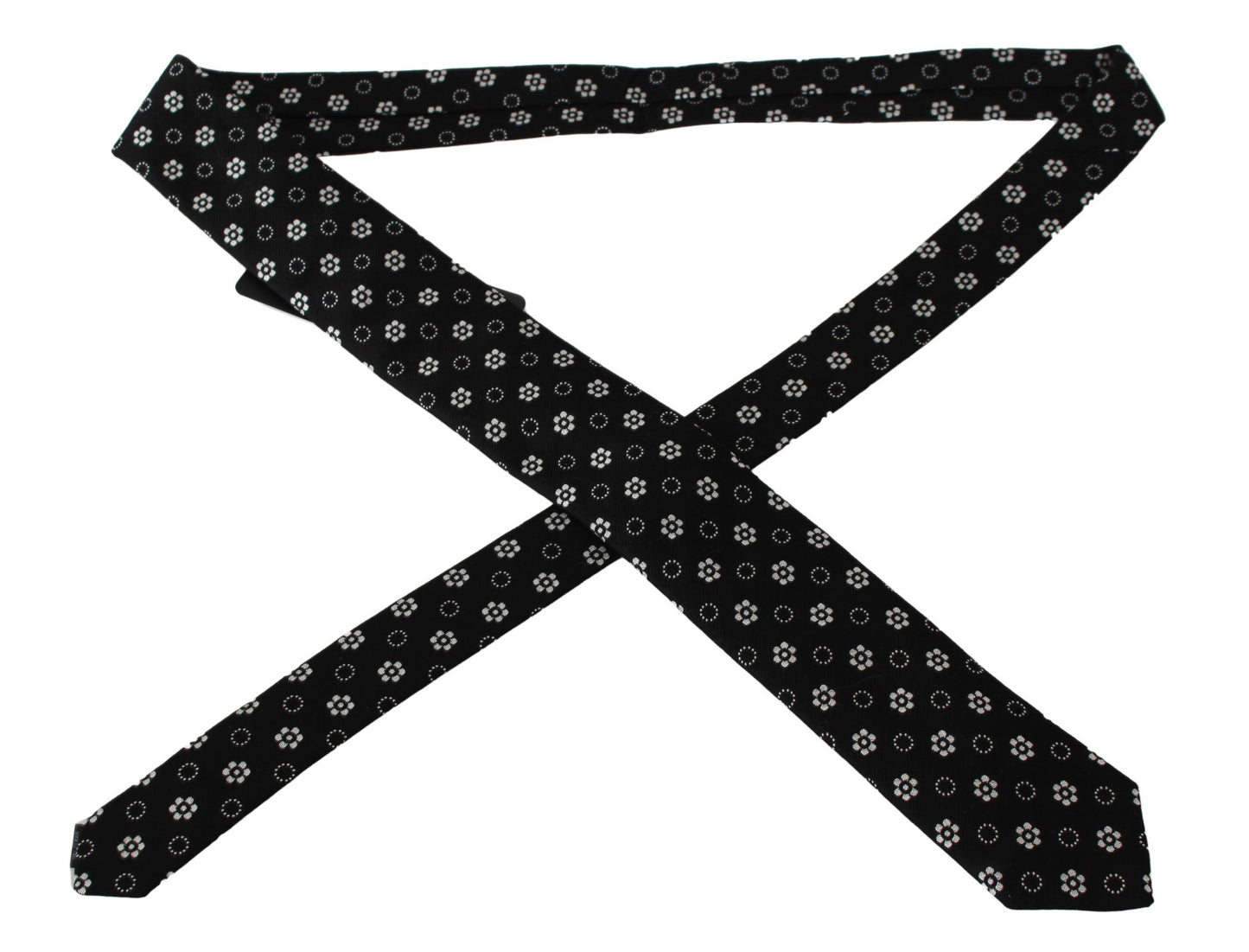  - Elegant Black Floral Silk Necktie