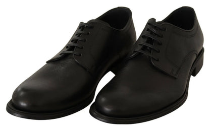 Dolce & Gabbana Black Lace Up Leather Men's Formal Derby Shoes