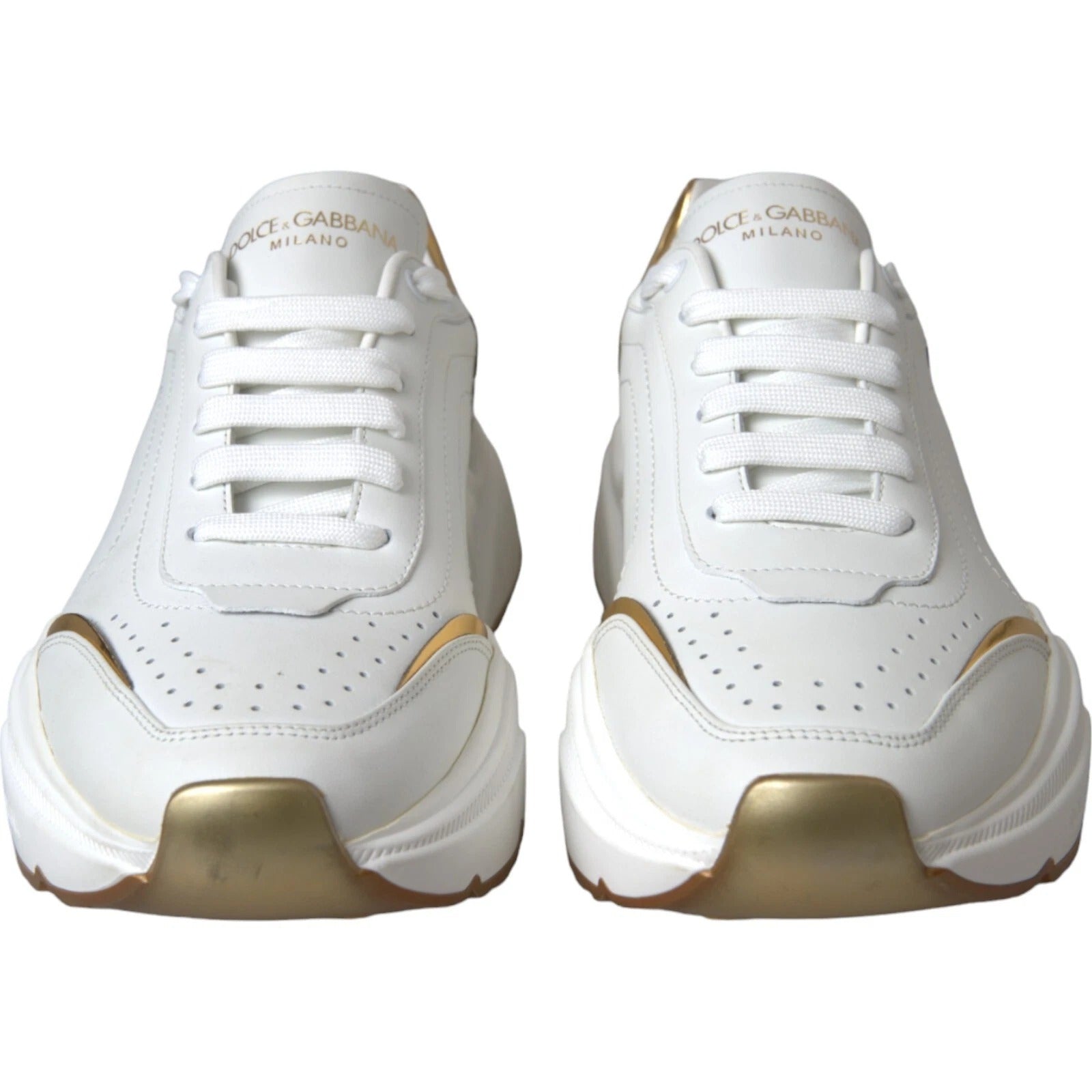Dolce & Gabbana White Gold DAYMASTER Leather Sneakers
