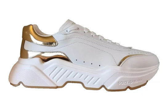Dolce & Gabbana White Gold DAYMASTER Leather Sneakers