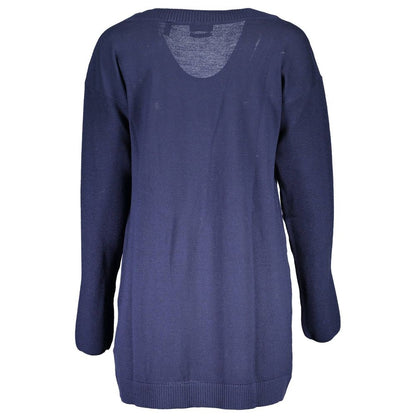 Gant Blue Wool Cardigan with One Button Closure
