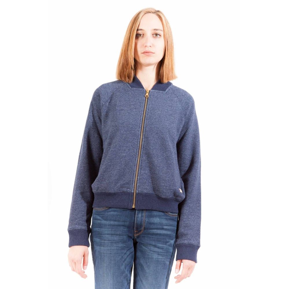 Gant Blue Cotton Sweater with Zip and Pockets