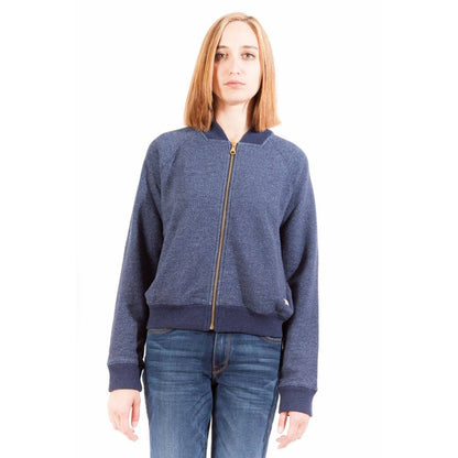 Gant Blue Cotton Sweater with Zip and Pockets