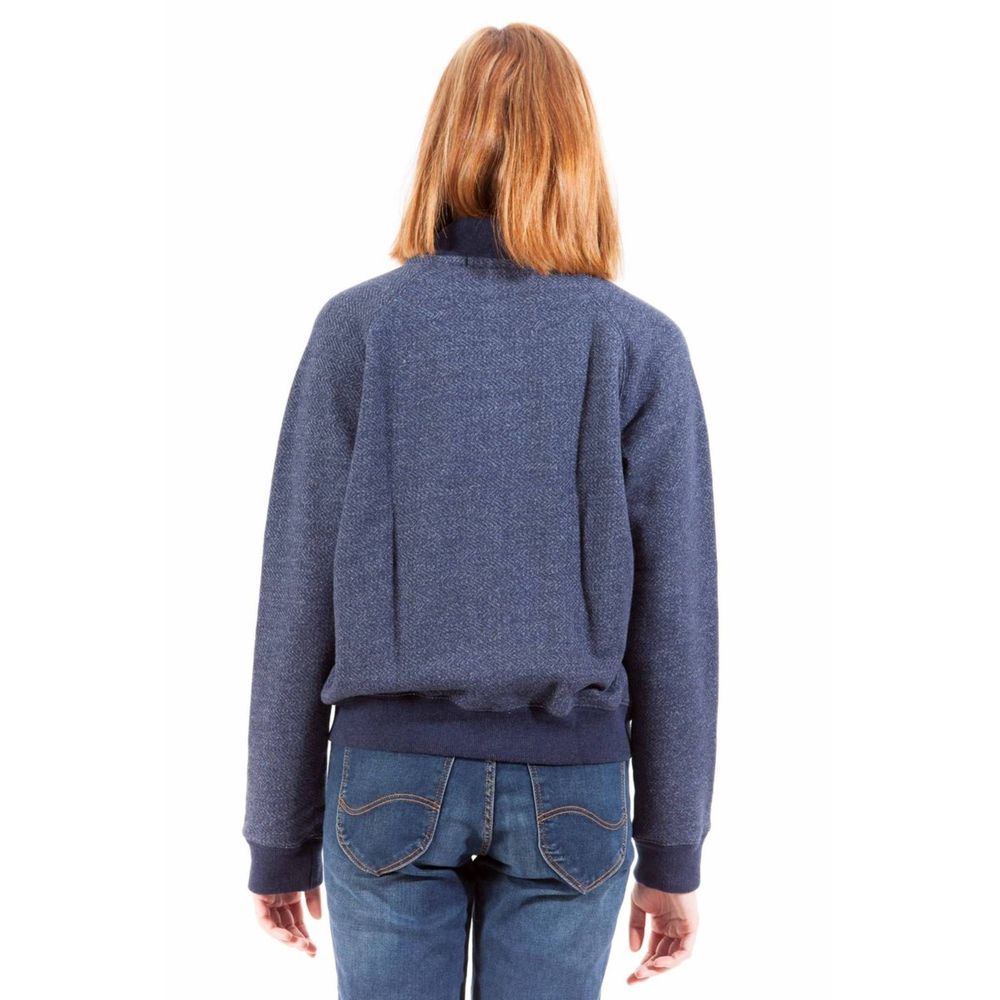 Gant Blue Cotton Sweater with Zip and Pockets