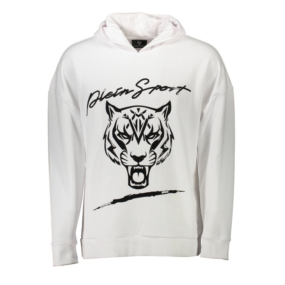 Plein Sport White Cotton Hooded Sweatshirt